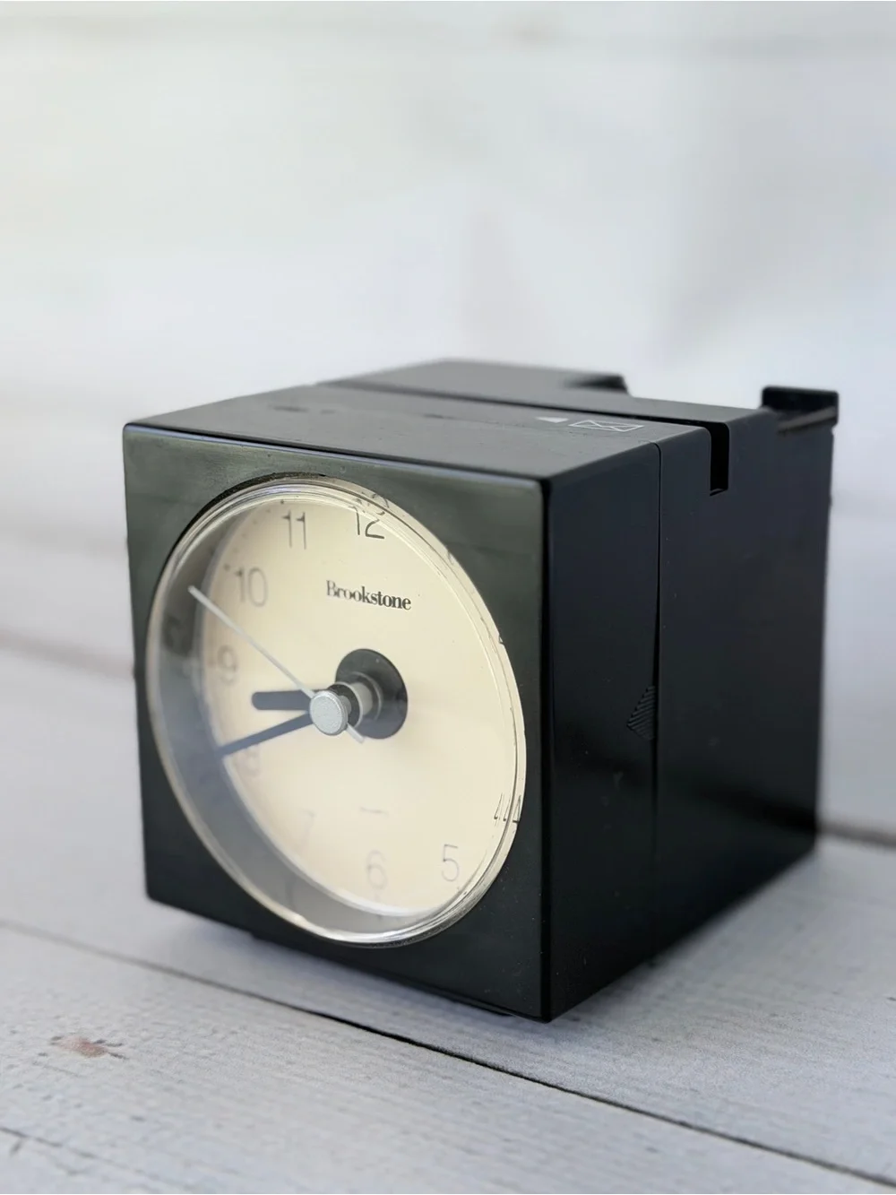 VINTAGE Brookstone Black and Cream Square Wall Clock